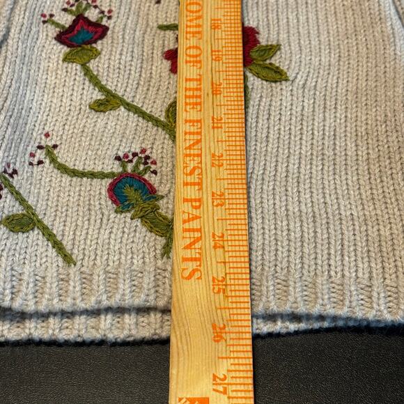 J.Jill Petite XS Embroidered Floral Wool Blend Cardigan Sweater Beige - Picture 7 of 10